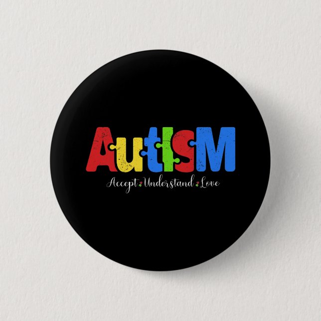 Autism Puzzle Accept Understand Love Autism Awaren Button (Front)