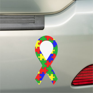 Autism Puzzle Awareness Ribbon Car Magnet