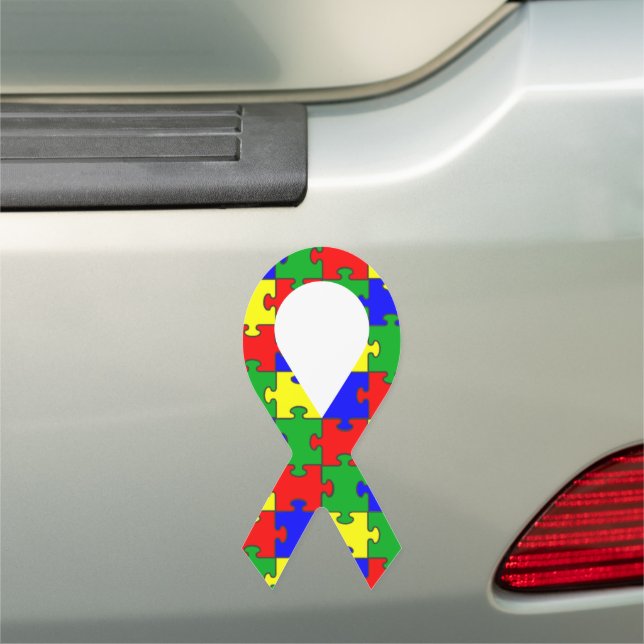 Autism Puzzle Awareness Ribbon Car Magnet (In Situ)