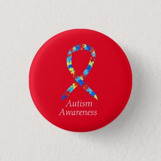 Autism Puzzle Awareness Ribbon Custom Pins