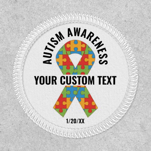 Autism Puzzle Awareness Ribbon Custom Text Patch