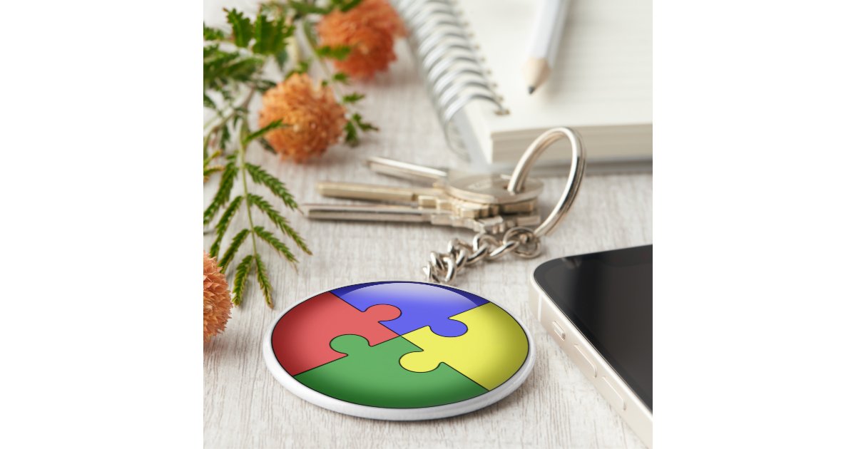 Autism Puzzle Ball Keychain | Zazzle