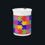 autism puzzle beverage pitcher<br><div class="desc">, jigsaw, "jig saw"Autism, "autism awareness", autistic, rainbow, puzzle, "autism puzzle", "autistic advocacy", rainbow puzzle, print, pattern, game, toy, colorful, red blue, pink purple, yellow orange, blue green, green yellow</div>