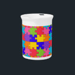 autism puzzle beverage pitcher<br><div class="desc">, jigsaw, "jig saw"Autism, "autism awareness", autistic, rainbow, puzzle, "autism puzzle", "autistic advocacy", rainbow puzzle, print, pattern, game, toy, colorful, red blue, pink purple, yellow orange, blue green, green yellow</div>