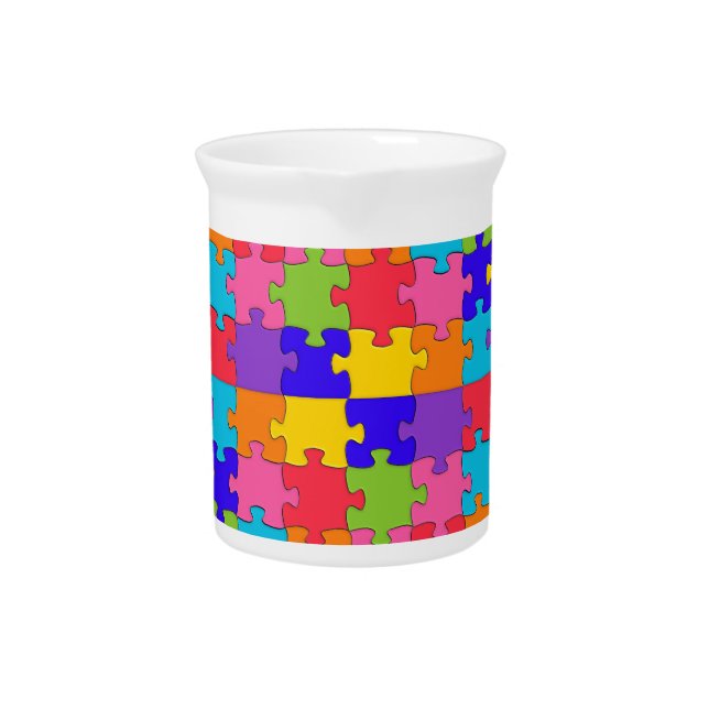 autism puzzle beverage pitcher (Front)