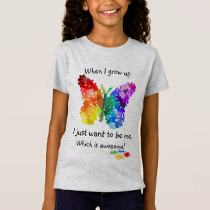 Autism Puzzle Butterfly When I Grow Up Design T-Shirt