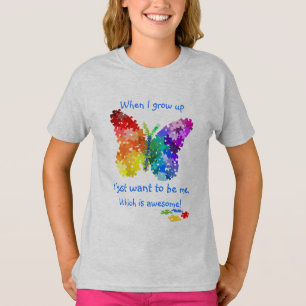 Autism Puzzle Butterfly When I Grow Up Design T-Shirt