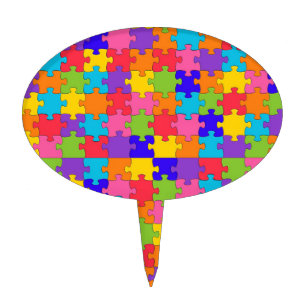 autism puzzle cake topper