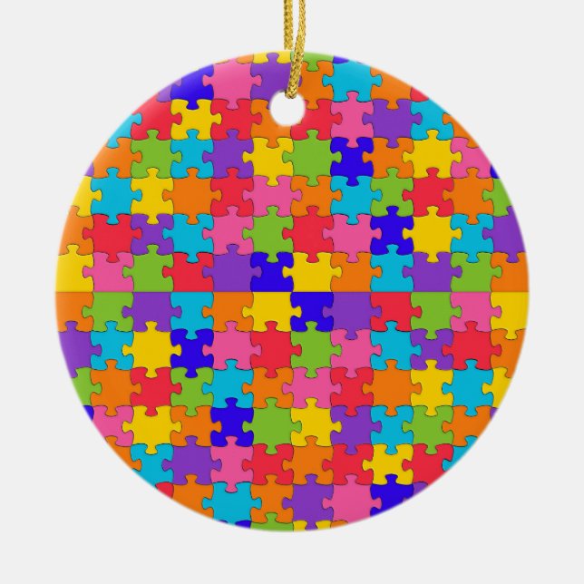 autism puzzle ceramic ornament (Front)
