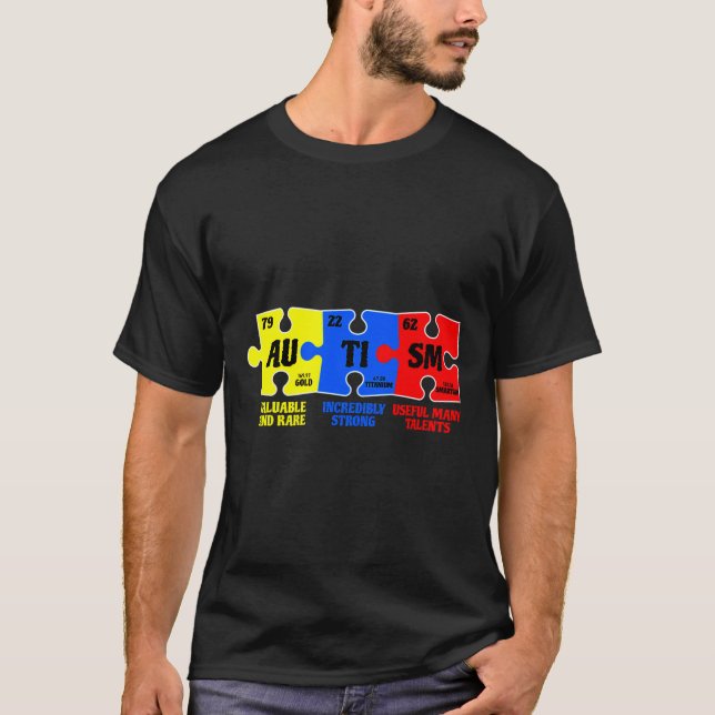 Autism Puzzle Chemical Element Autism Awareness T-Shirt (Front)