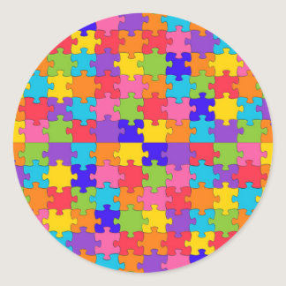 autism puzzle classic round sticker