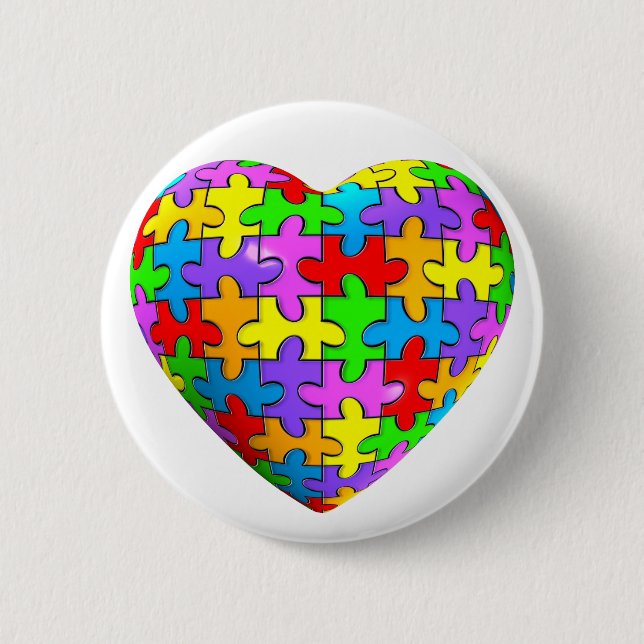 Autism Puzzle Heart Button (Front)