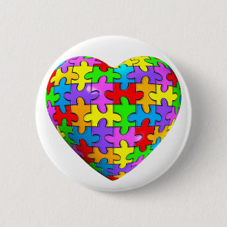 Autism Puzzle Heart Button