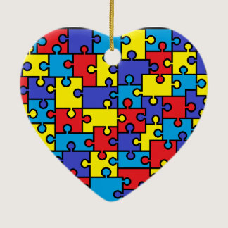 Autism Puzzle Heart Christmas Ornament