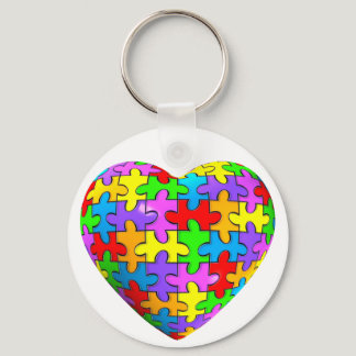 Autism Puzzle Heart Keychain