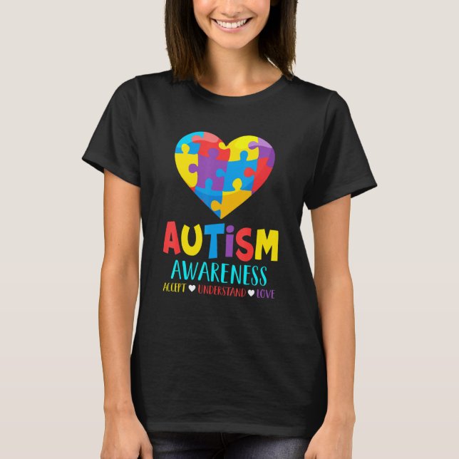 Autism Puzzle Heart Love Accept Understand Autism  T-Shirt (Front)