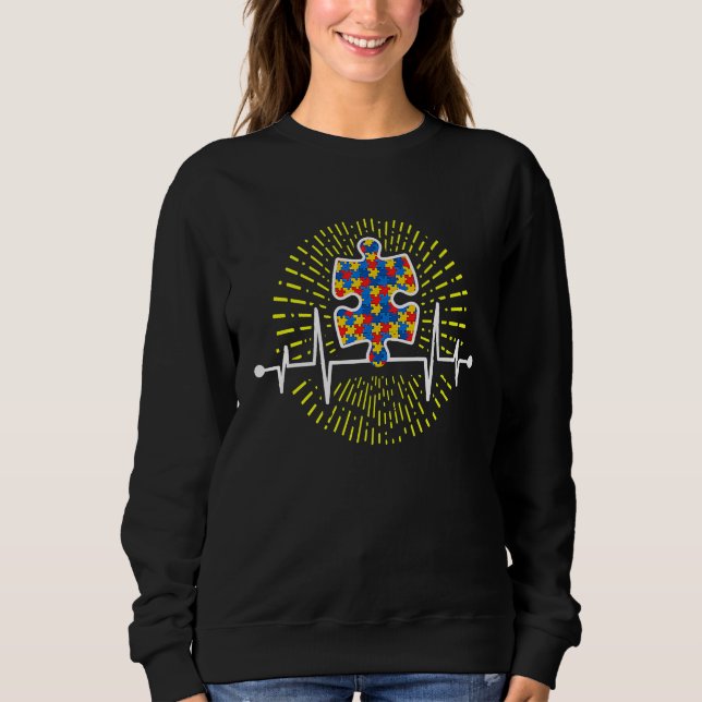 Autism Puzzle Heartbeat   Autism Awareness Sweatshirt (Front)