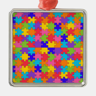 autism puzzle metal ornament