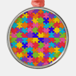 autism puzzle metal ornament