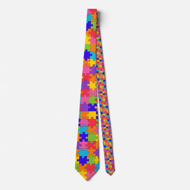 autism puzzle neck tie (Front)