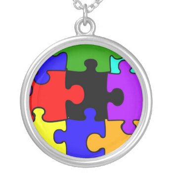 Autism Puzzle Necklace by DesignsbyLisa at Zazzle