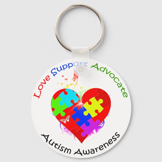 Autism Puzzle on Heart Keychain (Front)