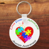 Autism Puzzle on Heart Keychain (Front)