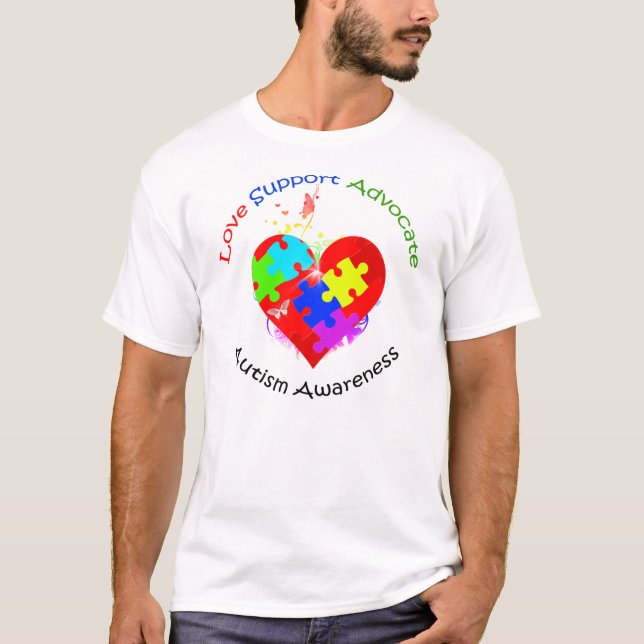Autism Puzzle on Heart T-Shirt (Front)
