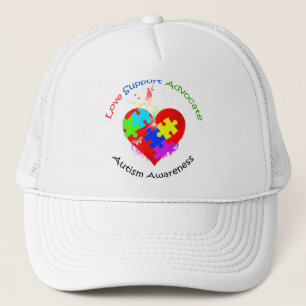 Autism Puzzle on Heart Trucker Hat