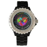 Autism Puzzle on Heart Wristwatch