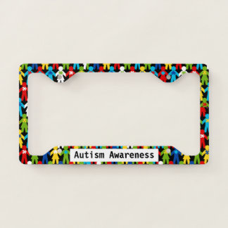 Autism Puzzle People Piece Custom Text License Plate Frame