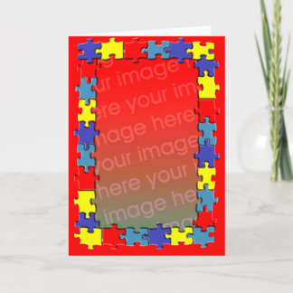 Autism Puzzle Photo Frame Greeting Card