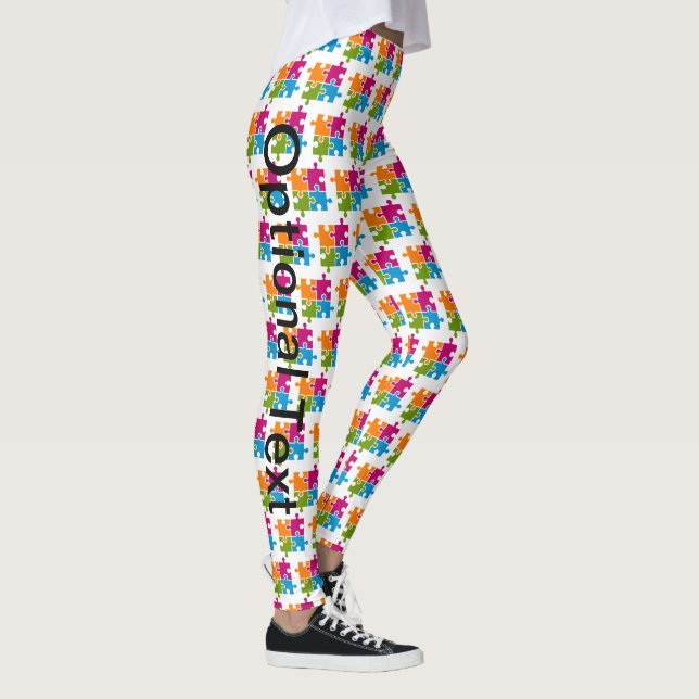 Autism Puzzle Piece Awareness Support Cute Walk 1K Leggings (Right)