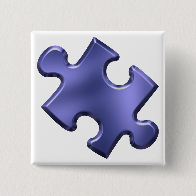 Autism Puzzle Piece Blue Button (Front)