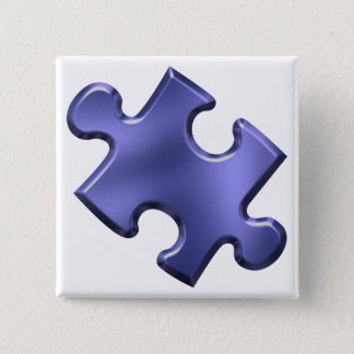 Autism Puzzle Piece Blue Button