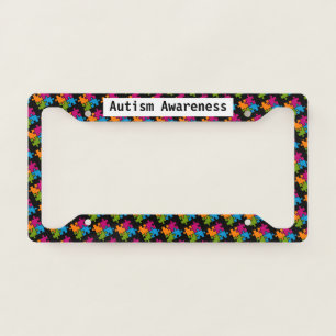 Autism Puzzle Piece Custom Text License Plate Frame