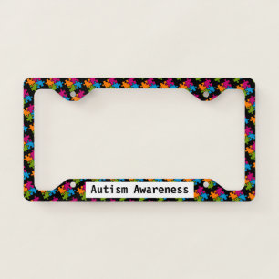Autism Puzzle Piece Custom Text License Plate Frame