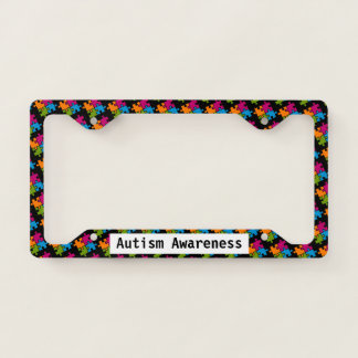 Autism Puzzle Piece Custom Text License Plate Frame
