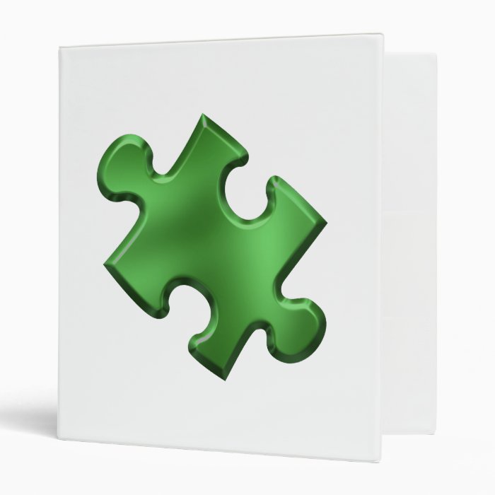 Autism Puzzle Piece Green 3 Ring Binders