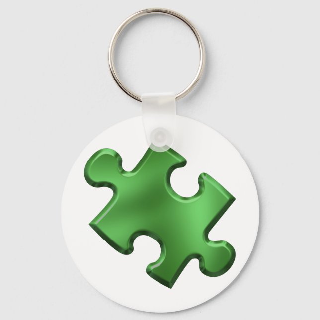 Autism Puzzle Piece Green Keychain (Front)