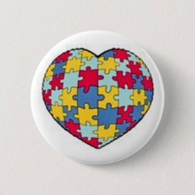 Autism puzzle piece heart button (Front)