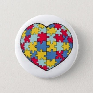 Autism puzzle piece heart button