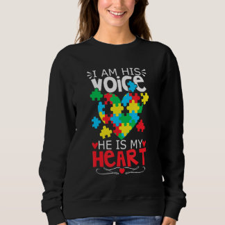 Autism Puzzle Piece Heart I Am His Voice Women's A Sweatshirt