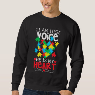 Autism Puzzle Piece Heart I Am His Voice Women's A Sweatshirt