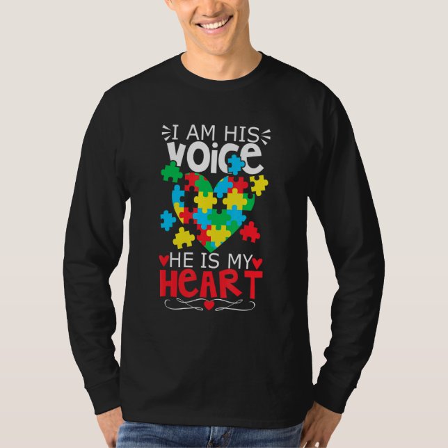 Autism Puzzle Piece Heart I Am His Voice Women's A T-Shirt (Front)