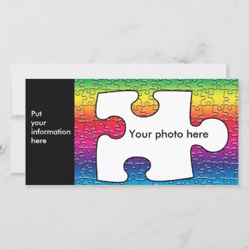 Autism Puzzle Piece Photo Card  Template by DesignsbyLisa at Zazzle