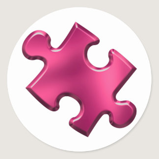 Autism Puzzle Piece Pink Classic Round Sticker