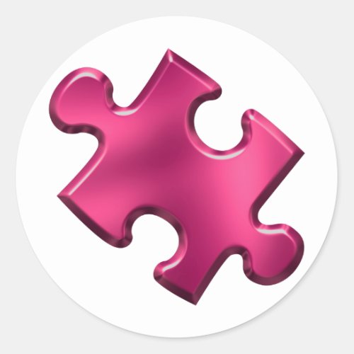 Autism Puzzle Piece Pink Classic Round Sticker