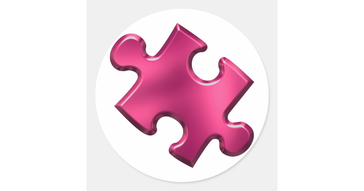 Autism Puzzle Piece Pink Classic Round Sticker | Zazzle
