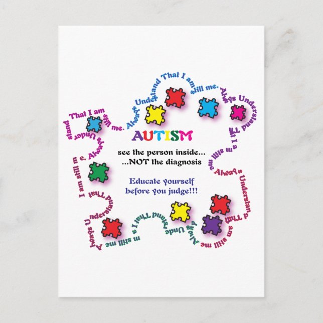 Autism Puzzle Piece Postcard (Front)